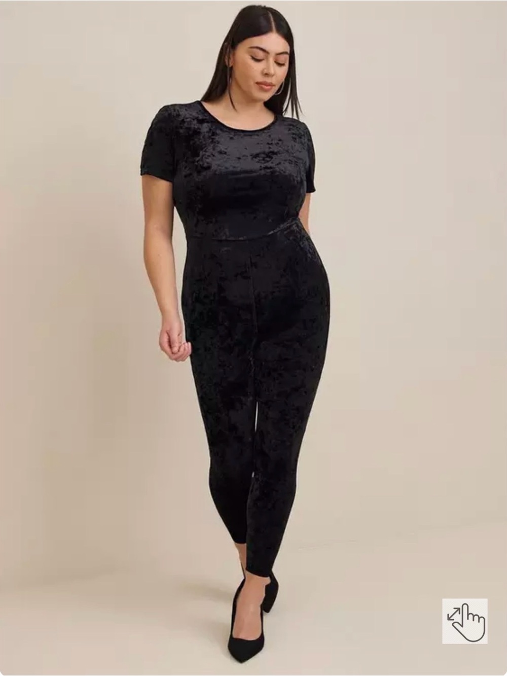 Torrid Size 5 Black Crushed Velvet Short-Sleeve Catsuit